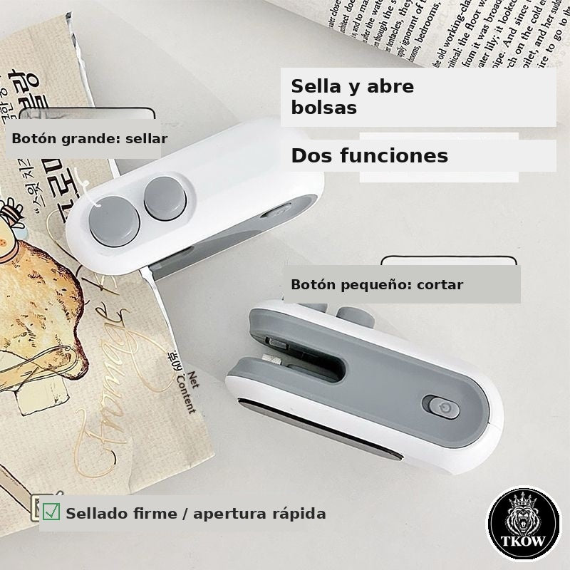 Mini Selladora de Bolsas TKOW ® | Sellador USB Recargable para Snacks y Alimentos