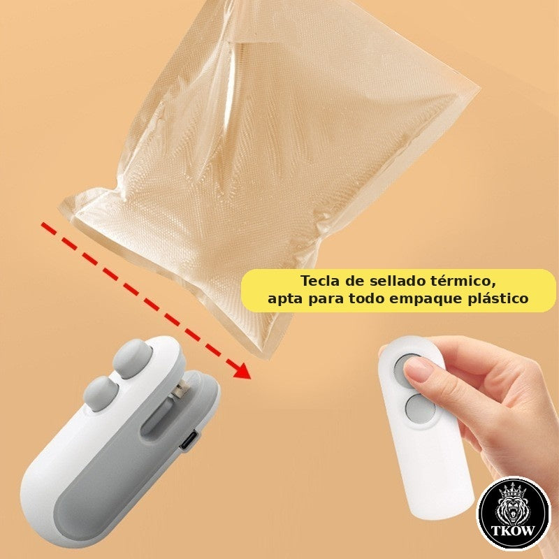 Mini Selladora de Bolsas TKOW ® | Sellador USB Recargable para Snacks y Alimentos