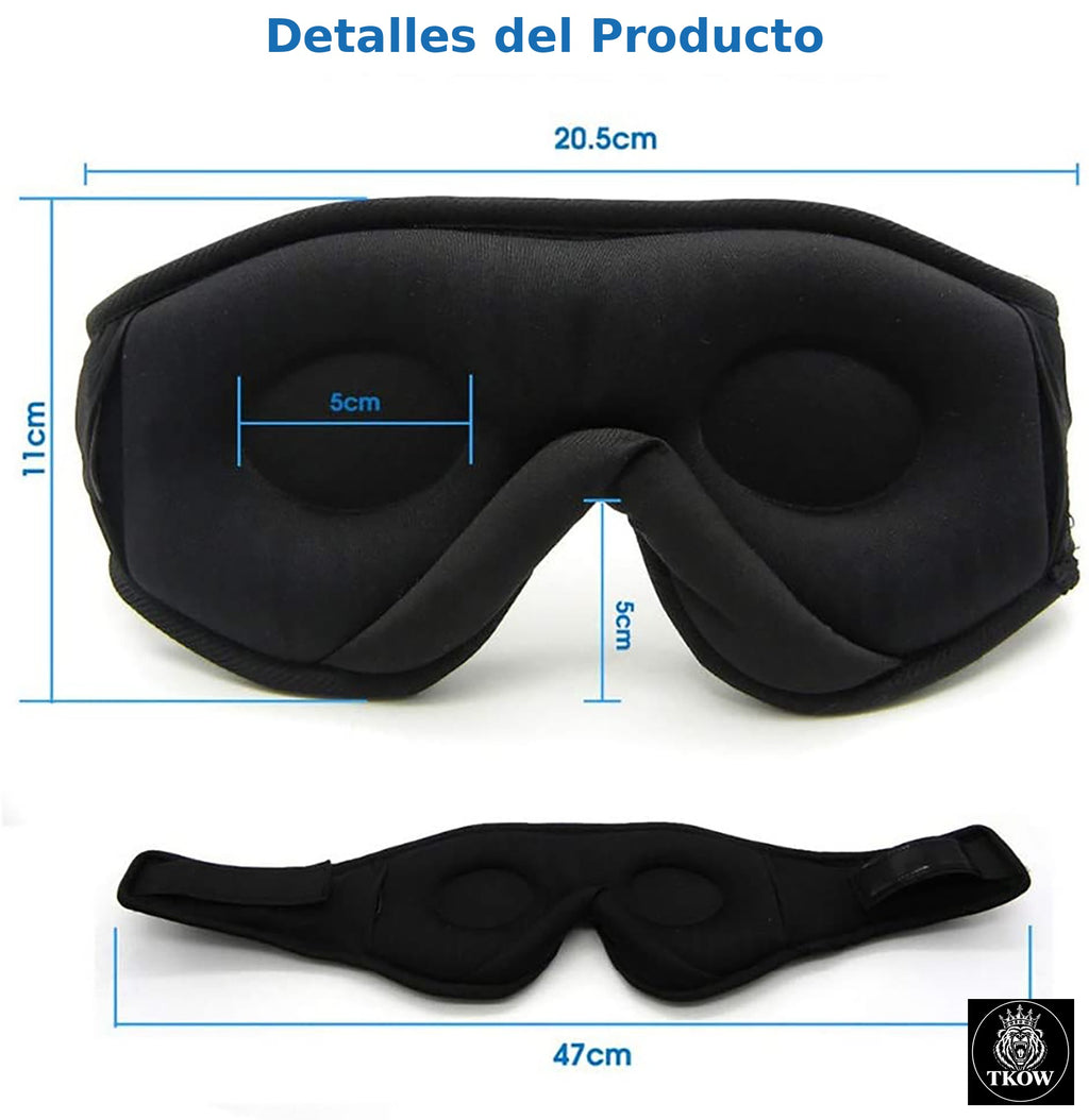 Antifaz Bluetooth TKOW ® | Máscara para Dormir con Audífonos Inalámbricos y Bloqueo Total de Luz
