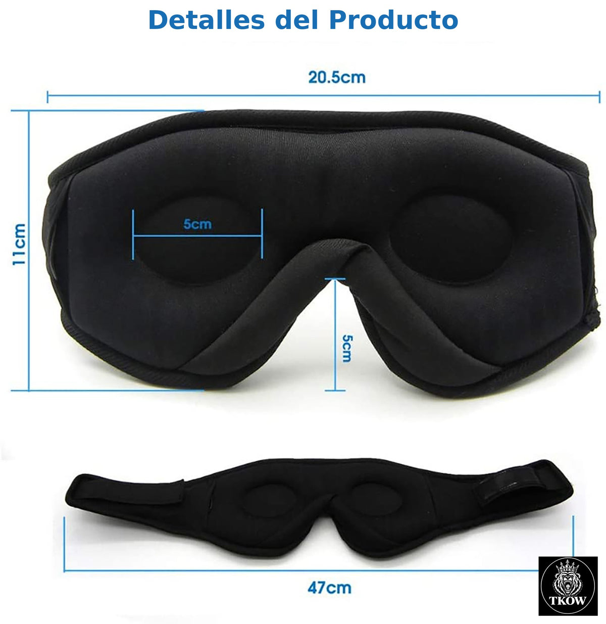 Antifaz Bluetooth TKOW ® | Máscara para Dormir con Audífonos Inalámbricos y Bloqueo Total de Luz