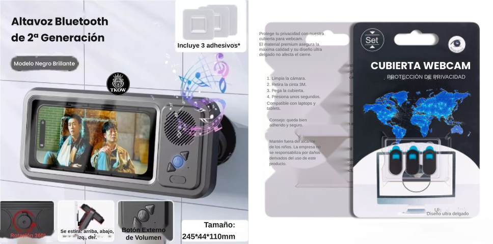 Soporte Impermeable para Celular con Parlante Bluetooth — Rotación 360° para Baño