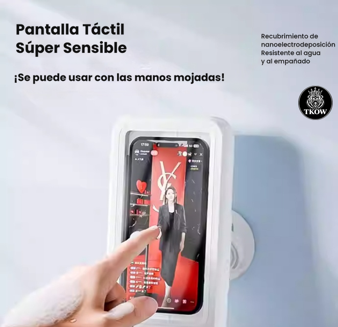 Soporte Impermeable para Celular con Parlante Bluetooth — Rotación 360° para Baño