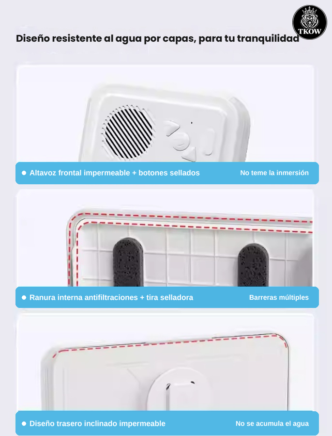 Soporte Impermeable para Celular con Parlante Bluetooth — Rotación 360° para Baño