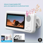 Soporte Impermeable para Celular con Parlante Bluetooth — Rotación 360° para Baño