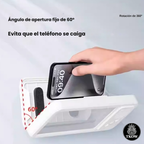 Soporte Impermeable para Celular con Parlante Bluetooth — Rotación 360° para Baño